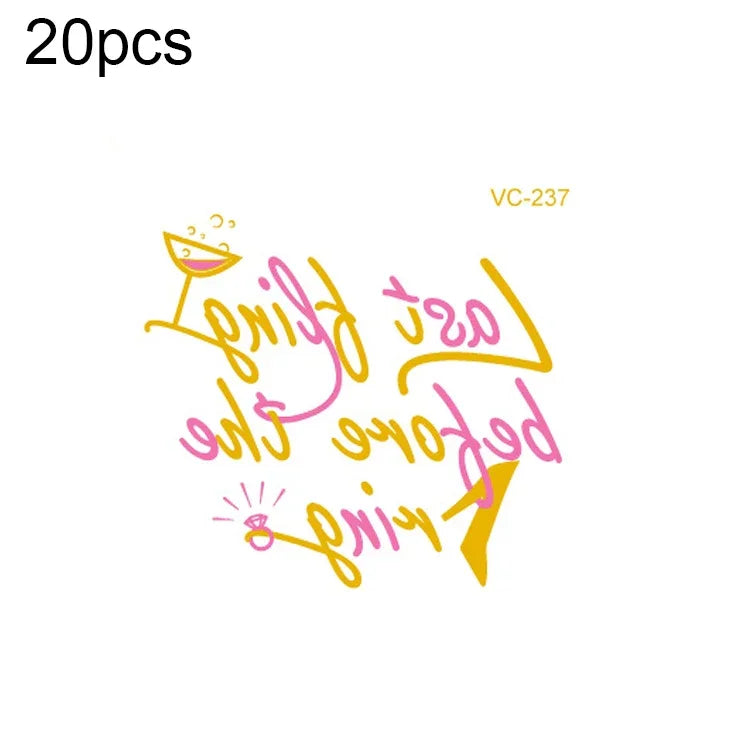 20 ชิ้น สติ๊กเกอร์รอยสักเจ้าสาวงานเลี้ยงสละโสดแบบปั๊มร้อนกันน้ำ, VC-204, VC-205, VC-206, VC-207, VC-208, VC-209, VC-210, VC-211, VC-212, VC-213, VC-214, VC-215, VC-216, VC-217, VC-218, VC-227, VC-228, VC-229, VC-230, VC-231, VC-232, VC-233