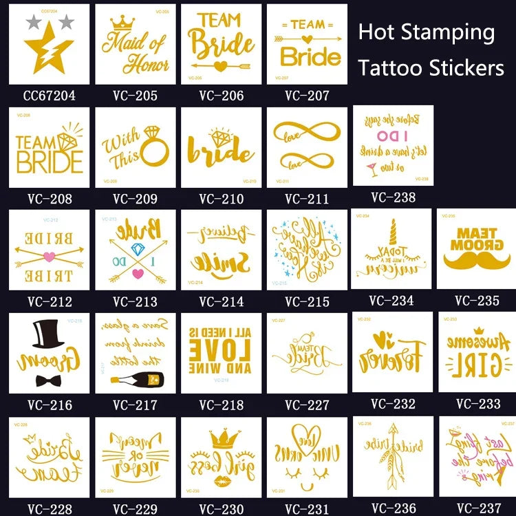 20 ชิ้น สติ๊กเกอร์รอยสักเจ้าสาวงานเลี้ยงสละโสดแบบปั๊มร้อนกันน้ำ, VC-204, VC-205, VC-206, VC-207, VC-208, VC-209, VC-210, VC-211, VC-212, VC-213, VC-214, VC-215, VC-216, VC-217, VC-218, VC-227, VC-228, VC-229, VC-230, VC-231, VC-232, VC-233