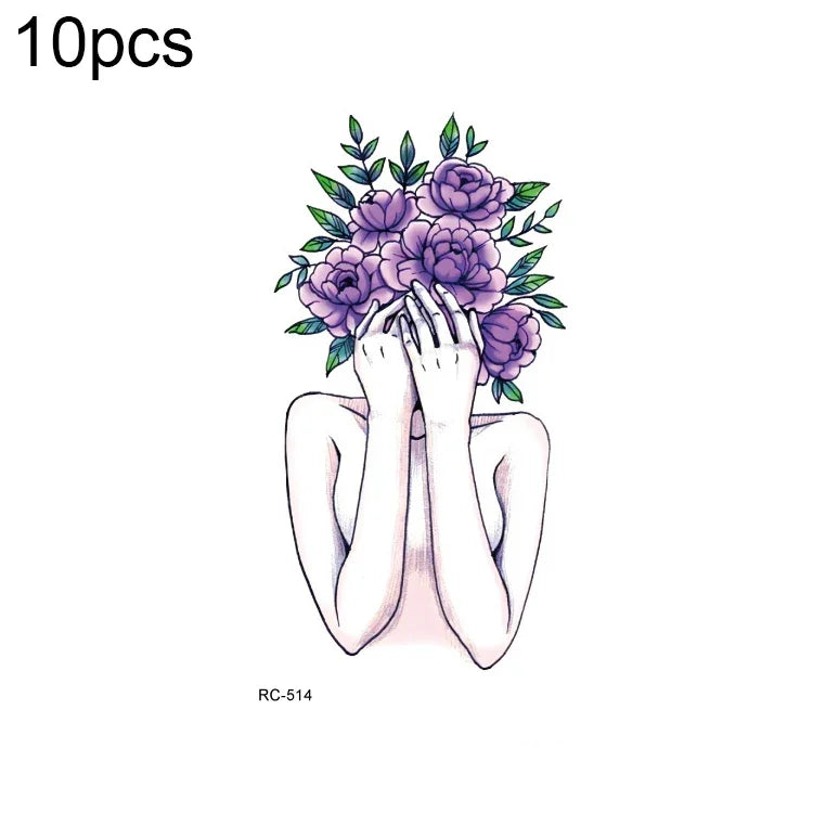 10 ชิ้น สติ๊กเกอร์รอยสักโอนสีแบบน้ำสดชื่นกันน้ำขนาดเล็ก, RC-501, RC-502, RC-503, RC-504, RC-505, RC-506, RC-507, RC-508, RC-509, RC-510, RC-511, RC-512, RC-513, RC-514, RC-515, RC-516