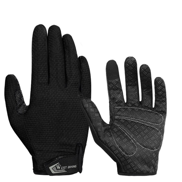 ถุงมือเต็มนิ้ว WEST BIKING YP0211223 สำหรับปั่นจักรยาน ดูดซับแรงกระแทก ถุงมือสัมผัสหน้าจอแบบกันลื่น, M, L, XL