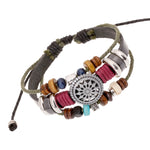 กำไลหนังลูกปัดบุคลิกภาพย้อนยุค BX016, หนังสีดำ+อุปกรณ์เงินโบราณ, หนังสีแดง+อุปกรณ์เงินโบราณ, หนังสีขาว+อุปกรณ์บรอนซ์, หนังสีน้ำตาลอ่อน+อุปกรณ์บรอนซ์