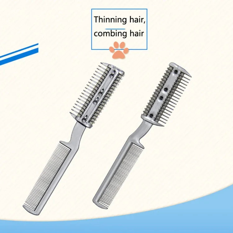 มีดกำจัดขนตายสำหรับสัตว์เลี้ยง 2 ชิ้น พร้อมหวีขนอ่อน