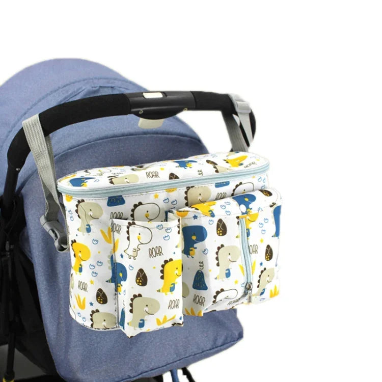 Multifunctional Baby Stroller Storage Bag, White Dinosaur, Yellow Zoo, Green Lamb, White Alpaca, Tibetan Owl, Denglin Deer, Yellow Zoo + Side Pocket, Green Lamb + Side Pocket, White Alpaca + Lateral Pocket, Tibetan Owl + Side Pocket