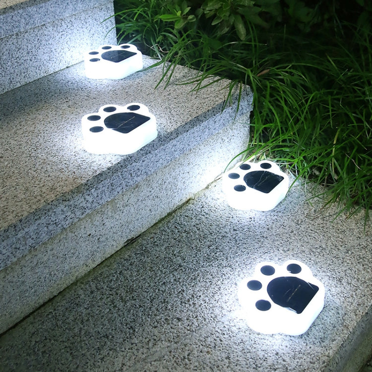 ไฟสนามหญ้าฝังดินพลังงานแสงอาทิตย์ LED ลายรอยเท้าหมี แสงขาว, แสงอบอุ่น