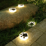 ไฟสนามหญ้าฝังดินพลังงานแสงอาทิตย์ LED ลายรอยเท้าหมี แสงขาว, แสงอบอุ่น