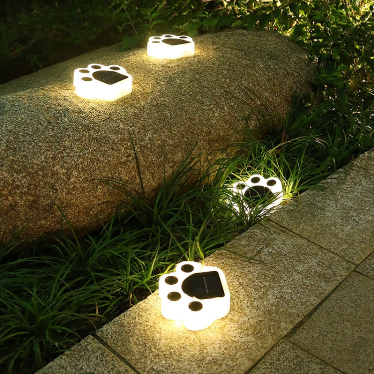 ไฟสนามหญ้าฝังดินพลังงานแสงอาทิตย์ LED ลายรอยเท้าหมี แสงขาว, แสงอบอุ่น