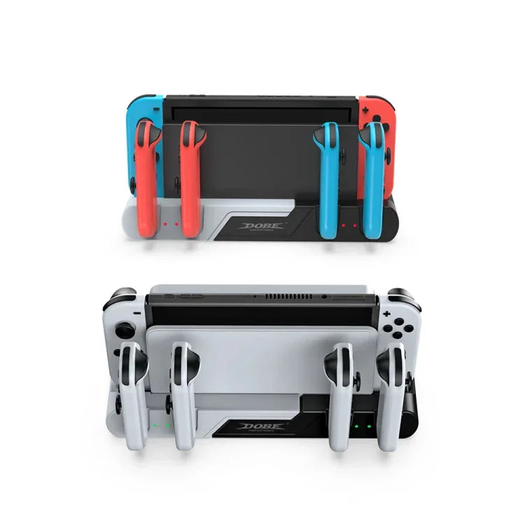 แท่นชาร์จจอยเกม 4 ใน 1 DOBE TNS-0122 สำหรับ Switch OLED, TNS-0122 สีแดงดำ, TNS-0122 สีขาวดำ