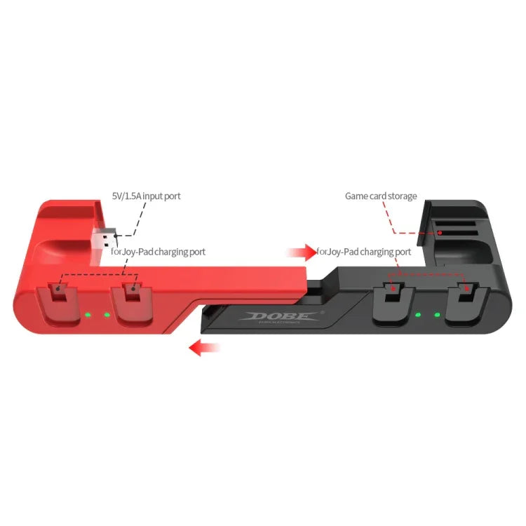 แท่นชาร์จจอยเกม 4 ใน 1 DOBE TNS-0122 สำหรับ Switch OLED, TNS-0122 สีแดงดำ, TNS-0122 สีขาวดำ
