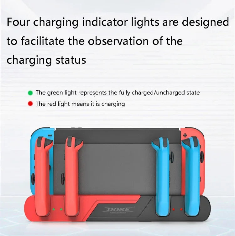 แท่นชาร์จจอยเกม 4 ใน 1 DOBE TNS-0122 สำหรับ Switch OLED, TNS-0122 สีแดงดำ, TNS-0122 สีขาวดำ