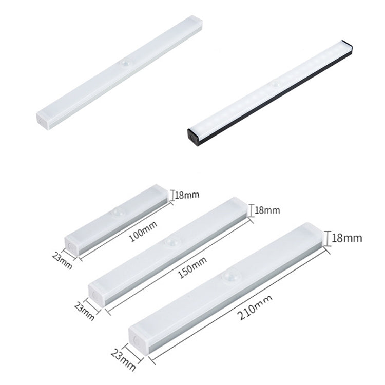โคมไฟตรวจจับร่างกายมนุษย์ LED แถวยาว ชาร์จได้ สำหรับตู้, ขนาด:, 10 ซม., 15 ซม., 21 ซม.
