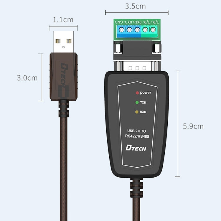 สายแปลง USB เป็น RS485 / RS422 DTECH DT-5019 ชิป FT232 ความยาว: 0.5 ม., 1.5 ม.
