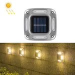 โคมไฟติดผนังพลังงานแสงอาทิตย์ 8 LED สแตนเลสสำหรับกลางแจ้ง ไฟสีขาว ไฟอุ่น ไฟหลากสี