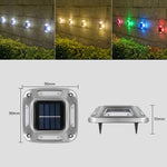 โคมไฟติดผนังพลังงานแสงอาทิตย์ 8 LED สแตนเลสสำหรับกลางแจ้ง ไฟสีขาว ไฟอุ่น ไฟหลากสี