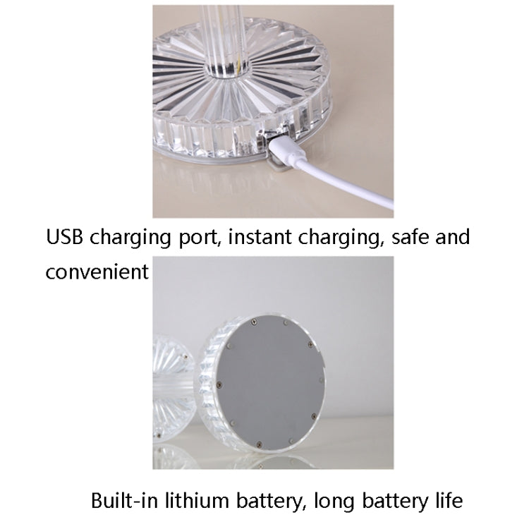 โคมไฟตั้งโต๊ะคริสตัลเพชรสัมผัส ชาร์จ USB (แสงสามโทน), ชาร์จ USB (RGB พร้อมรีโมทคอนโทรล 16 สี)