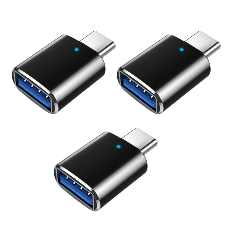 3 ชิ้น USB 3.0 ตัวเมียเป็น USB-C / Type-C ตัวผู้ อะแดปเตอร์ OTG พร้อมไฟแสดงสถานะ, 3 ชิ้น พร้อมไฟแสดงสถานะ