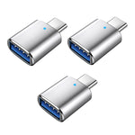 3 ชิ้น USB 3.0 ตัวเมียเป็น USB-C / Type-C ตัวผู้ อะแดปเตอร์ OTG พร้อมไฟแสดงสถานะ, 3 ชิ้น พร้อมไฟแสดงสถานะ