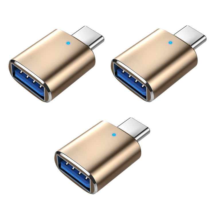 3 ชิ้น USB 3.0 ตัวเมียเป็น USB-C / Type-C ตัวผู้ อะแดปเตอร์ OTG พร้อมไฟแสดงสถานะ, 3 ชิ้น พร้อมไฟแสดงสถานะ