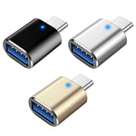 3 ชิ้น USB 3.0 ตัวเมียเป็น USB-C / Type-C ตัวผู้ อะแดปเตอร์ OTG พร้อมไฟแสดงสถานะ, 3 ชิ้น พร้อมไฟแสดงสถานะ