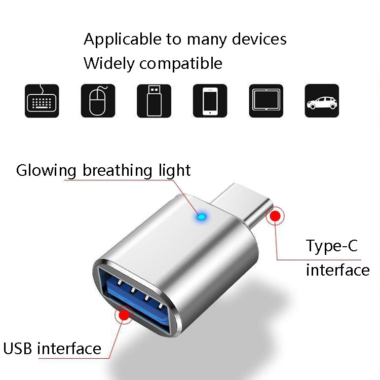 3 ชิ้น USB 3.0 ตัวเมียเป็น USB-C / Type-C ตัวผู้ อะแดปเตอร์ OTG พร้อมไฟแสดงสถานะ, 3 ชิ้น พร้อมไฟแสดงสถานะ