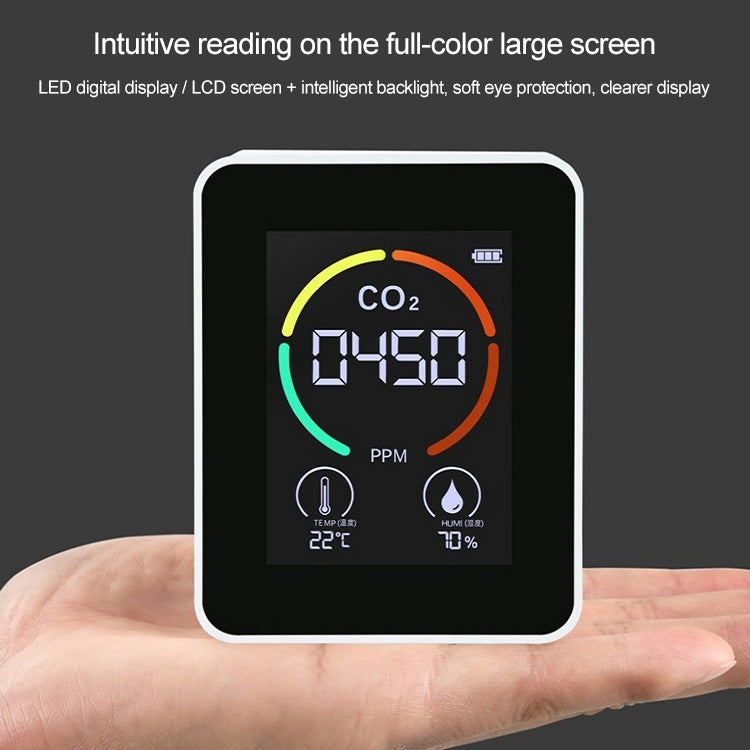 เครื่องวัดอุณหภูมิ ความชื้น และ CO2 ตรวจจับคุณภาพอากาศคาร์บอนไดออกไซด์ 3 in 1 แบบเซมิคอนดักเตอร์