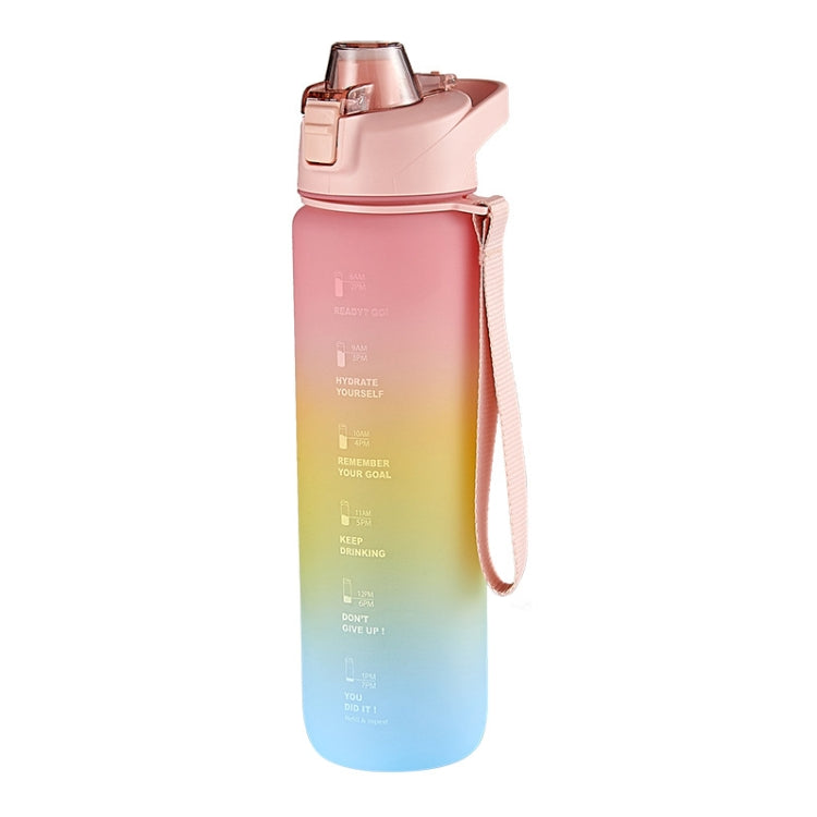 แก้วน้ำกีฬาพลาสติกความจุใหญ่ 1000 มล. สีไล่ระดับ, สีชมพูเชอร์รี่, สีฟ้าท้องฟ้า, สีเทาเงิน