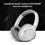 2 PCS Protein Skin Headset Earmuffs for Audio-Technica ATH-SR30BT, Black Protein Leather