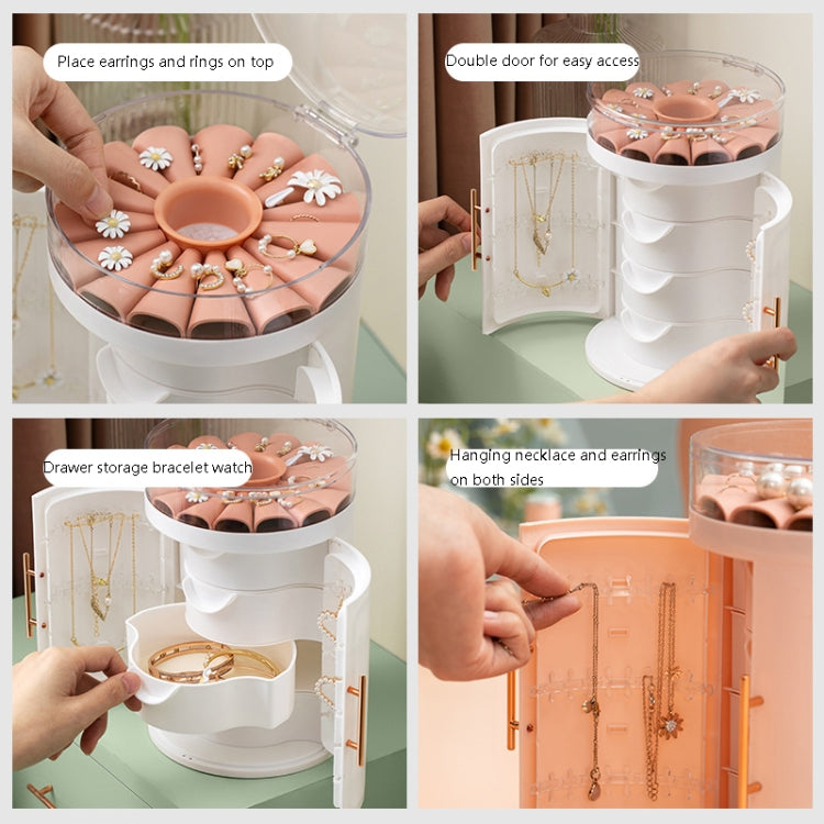กล่องเก็บเครื่องประดับมัลติฟังก์ชัน 5 ชั้น HZ03, สีขาว, ชมพู, น้ำเงิน