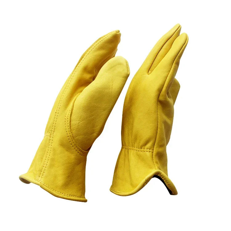1 Pair JJ-5002 Outdoor Riding Gardening Genuine Leather Safety Gloves, Size:, S, M, L, XL