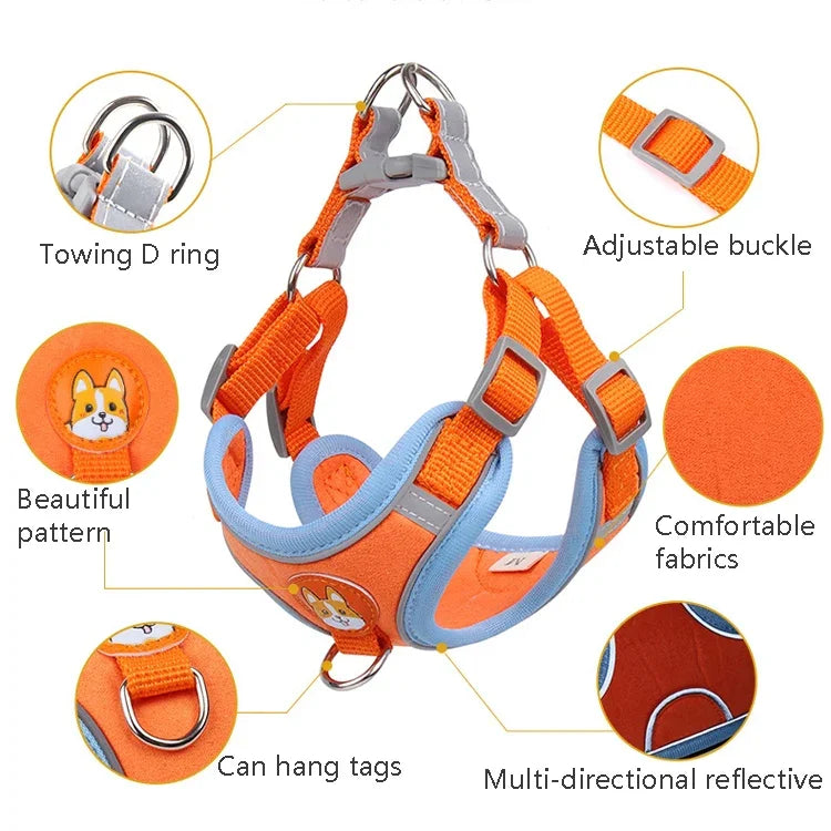 สายรัดอกสัตว์เลี้ยง BL-867 สายจูงสุนัขสะท้อนแสง, ขนาด:, S, M, L, XL