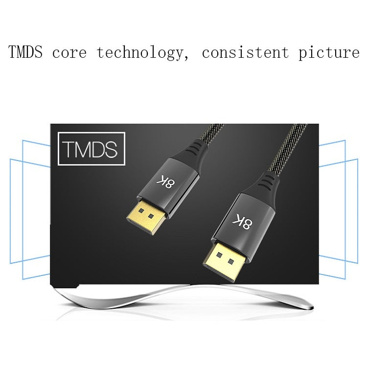 สายแสดงผล DisplayPort รุ่น DP1.4 เวอร์ชัน 8K ตัวผู้ต่อผู้ชาย สำหรับจอมอนิเตอร์คอมพิวเตอร์, ความยาว 0.5m, 1m, 1.5m, 2m, 3m, 5m, 7m, 10m