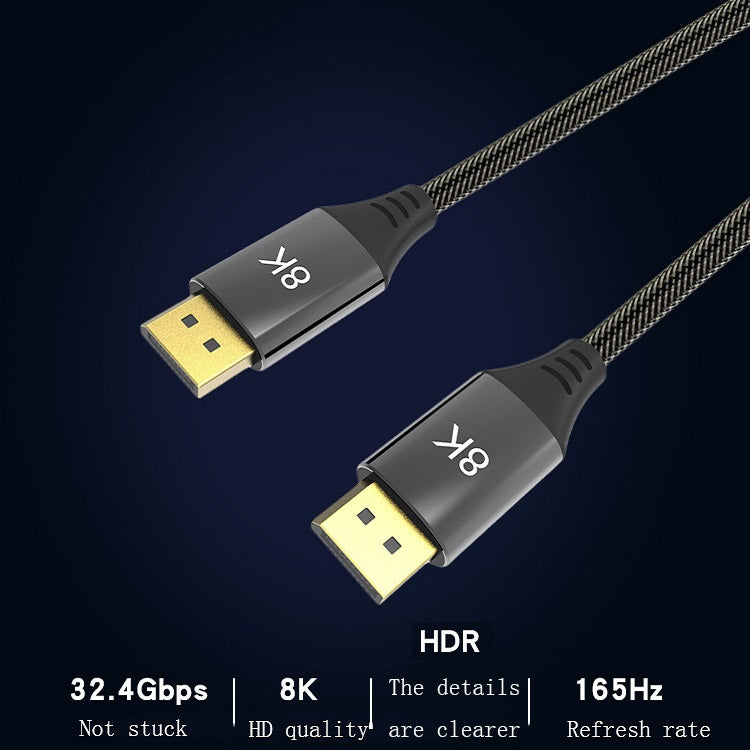 สายแสดงผล DisplayPort รุ่น DP1.4 เวอร์ชัน 8K ตัวผู้ต่อผู้ชาย สำหรับจอมอนิเตอร์คอมพิวเตอร์, ความยาว 0.5m, 1m, 1.5m, 2m, 3m, 5m, 7m, 10m