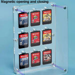 กล่องเก็บการ์ดเกมแม่เหล็กคริสตัลใส สำหรับ Switch, 9 ช่อง, 14 ช่อง, 27 ช่อง