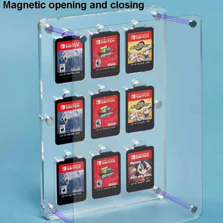 กล่องเก็บการ์ดเกมแม่เหล็กคริสตัลใส สำหรับ Switch, 9 ช่อง, 14 ช่อง, 27 ช่อง