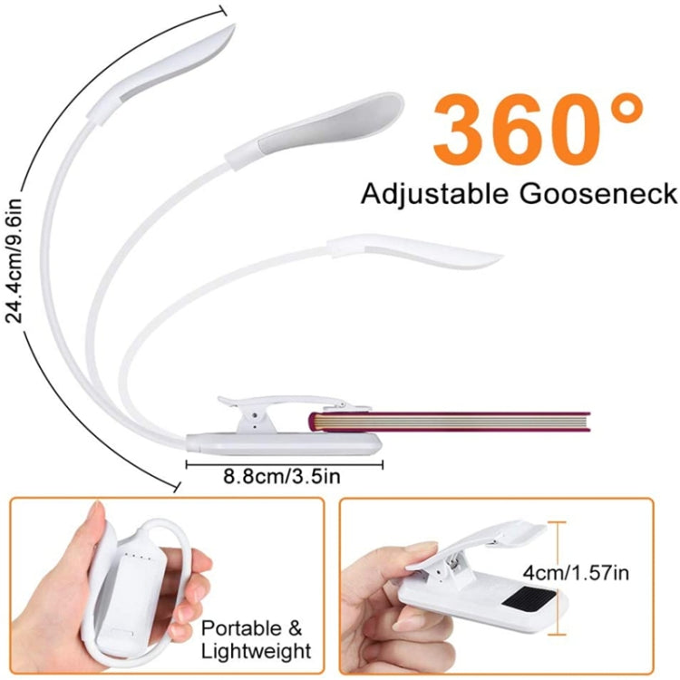 โคมไฟคลิปหนังสือพับ 7 ดวง LED 8027D-2 ป้องกันสายตา สีขาว, สีดำ
