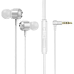 หูฟังมีสายแบบควบคุมพร้อมไมโครโฟน TS6000 3.5 มม. ข้อต่อโลหะ 2 ชิ้น, สีขาว, สีแดง, สีเขียว, สีดำ