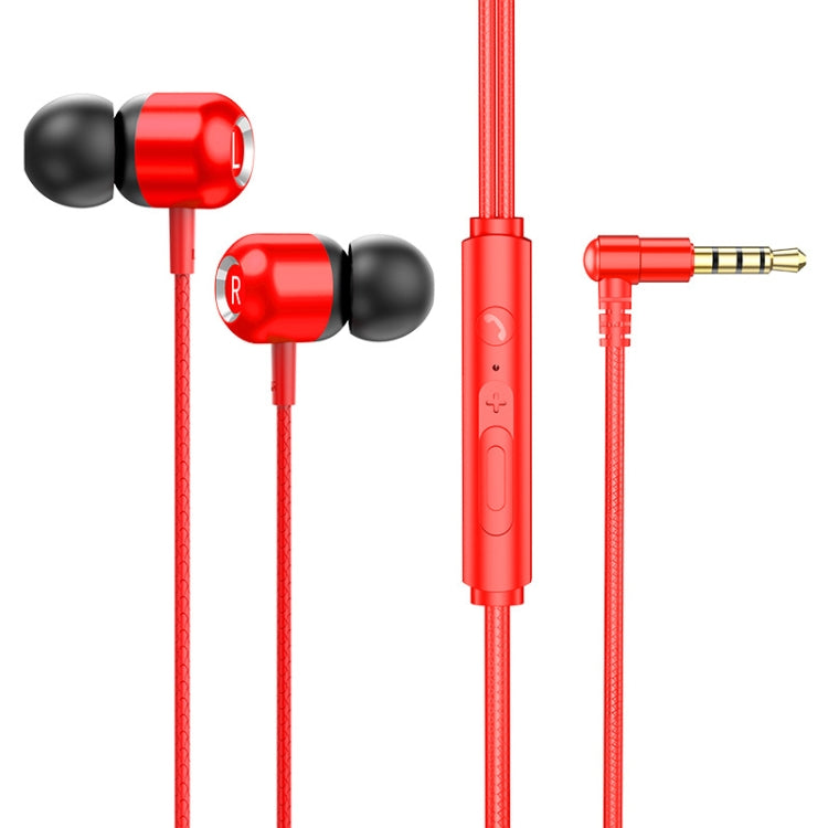 หูฟังมีสายแบบควบคุมพร้อมไมโครโฟน TS6000 3.5 มม. ข้อต่อโลหะ 2 ชิ้น, สีขาว, สีแดง, สีเขียว, สีดำ