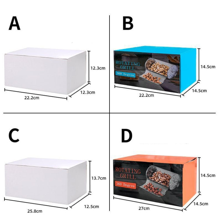 กรงอบถั่วลิสงและเกาลัดสแตนเลส, แบบ A 12 x 18 ซม., แบบ B 14 x 18 ซม., แบบ C 12 x 23 ซม., แบบ D 14 x 23 ซม.