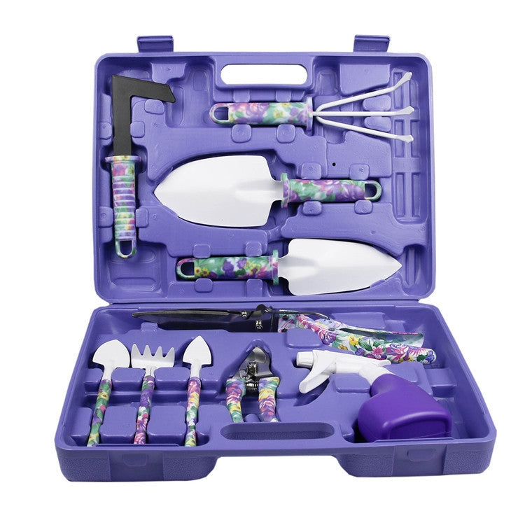 YL025 Potted Gardening Tool Set, 10 PCS / Set (Purple ), 10 PCS / Set (Green), 5 PCS / Set (Purple), 5 PCS / Set (Green)