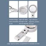 แว่นขยายแบบถือพร้อมไฟ LED ชาร์จ USB ขนาด 5X / 11X