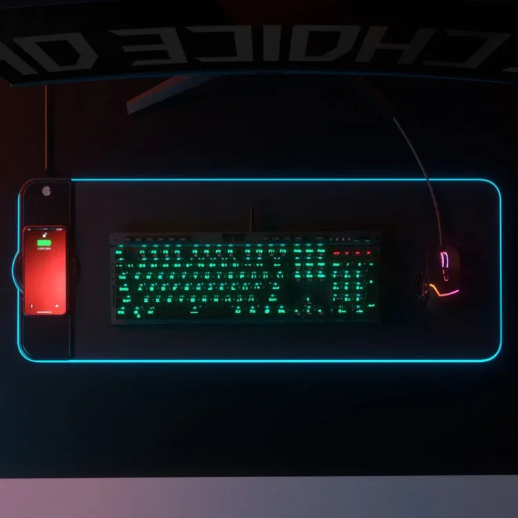 K9186 Multifunctional RGB Lighting Mouse Pad With Wireless Charger