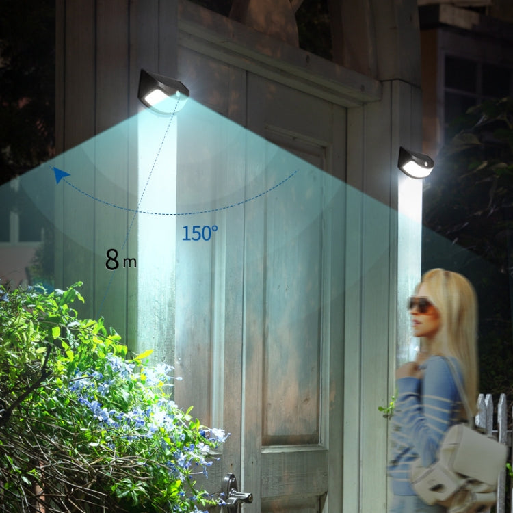 ไฟผนังโซลาร์เซลล์สวนกลางแจ้ง 8 หลอด LED ตรวจจับอินฟราเรด, แสงขาว, แสงอุ่น