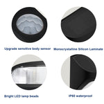 ไฟผนังโซลาร์เซลล์สวนกลางแจ้ง 8 หลอด LED ตรวจจับอินฟราเรด, แสงขาว, แสงอุ่น