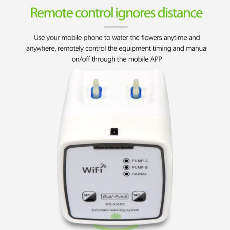 เครื่องควบคุมระบบน้ำหยดสวน WIFI รุ่น WD-01ADE, ปั๊มคู่ 15 กระถาง, ปั๊มคู่ 20 กระถาง