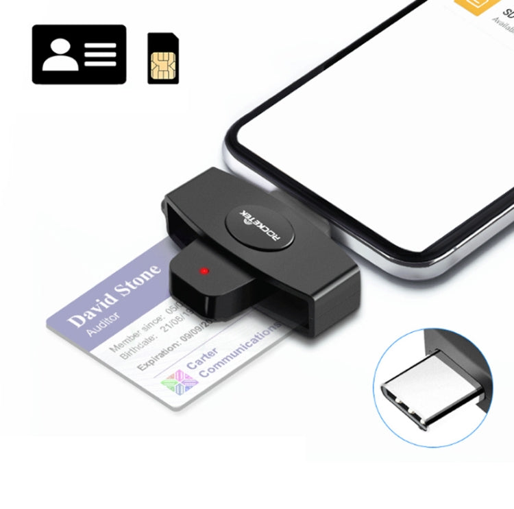 เครื่องอ่านบัตร CAC อัจฉริยะ Rocketek CSCR3 Type-C สำหรับธนาคาร การยื่นภาษี บัตร SIM/IC บัตรประชาชน