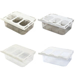 กล่องเก็บถุงเท้าและชุดชั้นในแบบลิ้นชักสำหรับตู้เสื้อผ้าในบ้าน มีช่องแบ่ง (สีเทาใส), ไม่มีช่องแบ่ง (สีเทาใส), มีช่องแบ่ง (ใส), ไม่มีช่องแบ่ง (ใส)
