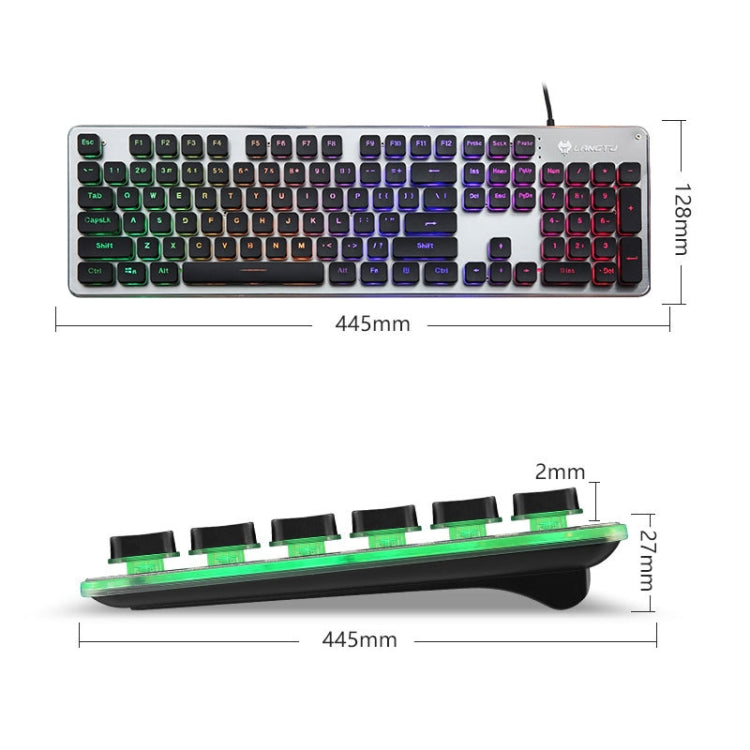 LANGTU L1 104 Keys USB Home Office Film Luminous Wired Keyboard, Cable Length:1.6m, L1 Orange Light Black, L1 Ice Blue Light Silver White, L1 Ice Blue Light Black, L1 White Light Pink