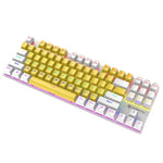 XUNFOX K80 87 Keys Wired Gaming Mechanical Illuminated Keyboard, Cable Length:1.5m, White Yellow, Black Gray, Pink White, Blue White, White Blue, Yellow White, Gray Black