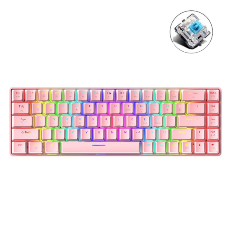 แป้นพิมพ์เกมกลไกเรืองแสง RGB ZIYOU LANG T8 68 ปุ่ม, ความยาวสาย: 1.6 ม., T8 สีดำก้านเขียว, T8 สีดำก้านชา, T8 ขาวก้านเขียว, T8 ขาวก้านแดง, T8 น้ำเงินก้านเขียว, T8 ชมพู ก้านเขียว