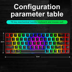 แป้นพิมพ์เกมกลไกเรืองแสง RGB ZIYOU LANG T8 68 ปุ่ม, ความยาวสาย: 1.6 ม., T8 สีดำก้านเขียว, T8 สีดำก้านชา, T8 ขาวก้านเขียว, T8 ขาวก้านแดง, T8 น้ำเงินก้านเขียว, T8 ชมพู ก้านเขียว