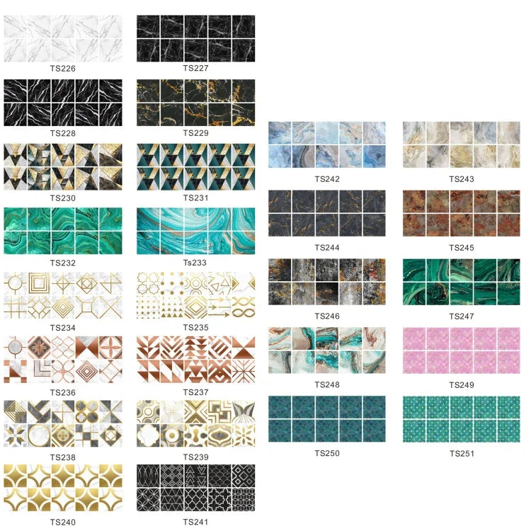 สติ๊กเกอร์ติดผนังลายกระเบื้องเรขาคณิต ฟิล์มคริสตัล PVC เคลือบ, 20 ชิ้น ขนาด 10 ซม.
